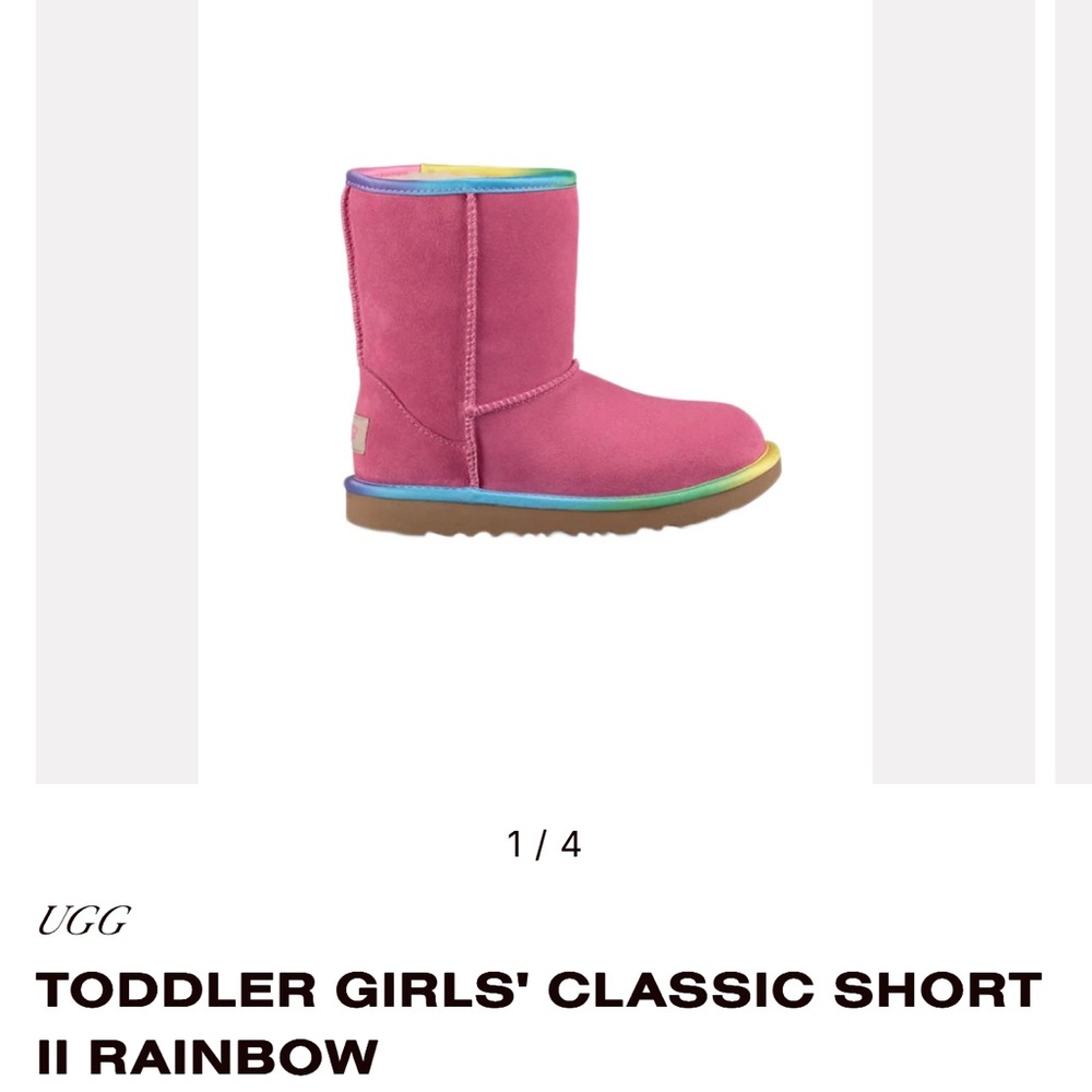 UGG Pink Classic Short Boots with Rainbow Trim